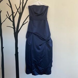 David’s Bridal navy bridesmaid dress